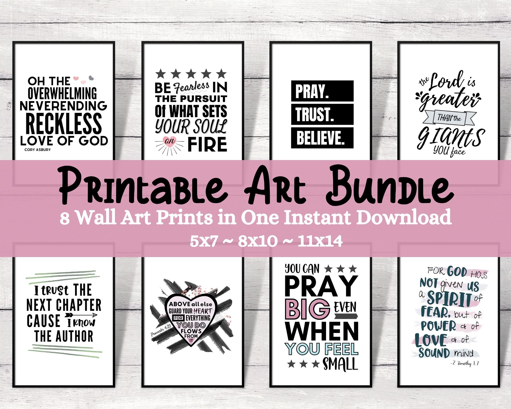 Printable Christian Wall Art Bundle 5x7, 8x10, 11x14 Forest Rose Creative